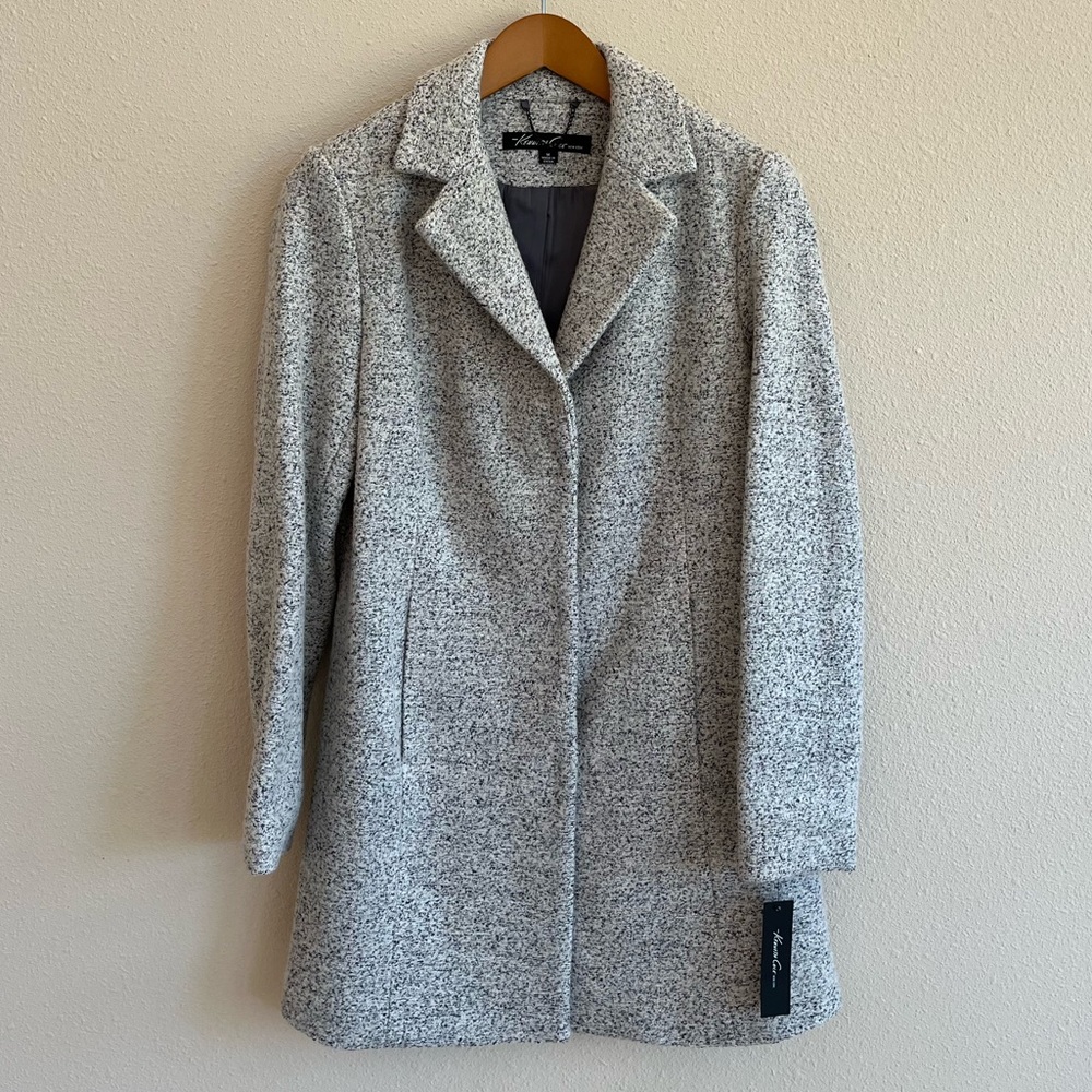 Kenneth Cole Wool-Blend Coat in Snow (Black/White/Grey) - NWT